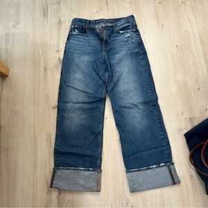 American Eagle Outfitters Cuffed Stovepipe Dark Blue Jeans